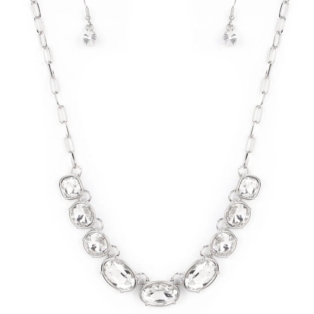 Elegant Silver Necklace with Clear Stones - Picture 2 of 6
